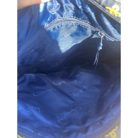 Vera Bradley yellow blue floral Michigan Wolverines triple zip crossbody bag - Picture 8 of 14